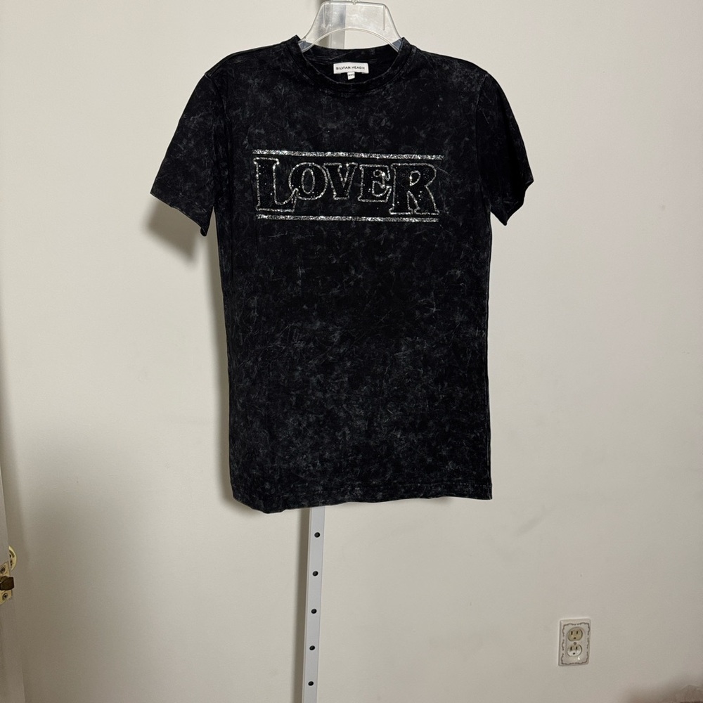 Black Graphic T-Shirt with 'Lover' Print Size XXS